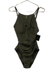 New olive green Ellen Tracy one piece swimsuit