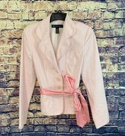 INC Pink Pin Striped Summer Jacket Size Medium