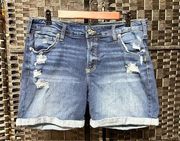 Silver Jeans Co. Denim distressed shorts cuffed pockets stretchy size 14