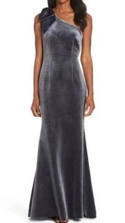 NWT Eliza J Velvet Bow Ribbon One Shoulder Formal Gown