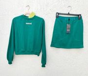 Herve Leger green dolman Sleeve sweatshirt and mini skirt new with tags XXS