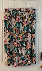 Lane Bryant Women's Floral Tropical Wide-Leg Crop Capri Pants Multi Size 14/16