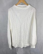 BARBOUR Coastal Collection Cream Foxton Knit Aran Pullover Sweater