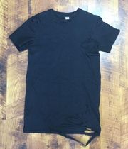 HEAVILY DISTRESSED BLACK BASIC TUNIC TEE