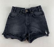 One Teaspoon Black Distressed Denim High Waist Bonita Cutoff Shorts 22