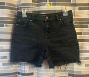 Style & Co Black Denim Shorts, Size 6P (14” Waist) - Distressed, GUC
