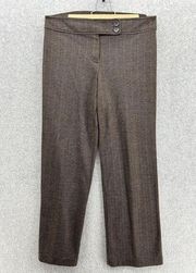 New York & Company Women's Pants Brown Size Small Petite Striped Tweed Chevron