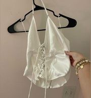 AKIRA white halter top blouse size L