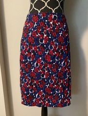 NWT Stitch Fix Margaret M Floral Print Red and Blue Pencil Skirt Size 1X