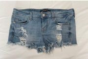 Express Women's Cutoff Distressed Shorts Shortie Low Rise Light Wash Size 8