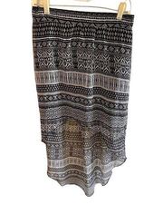 Maurices NWOT Black White Elastic Waist Hi-Low Lined Skirt Size M