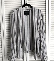 Sanctuary Linen Blend Striped Open Blazer Jacket Medium