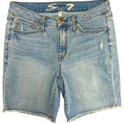 7 For All Mankind High Rise Sunset Bermuda 8" Denim Shorts Western Women's - 10