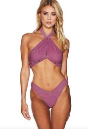 Beach Riot Sparkle Halter Swim Top in Pink