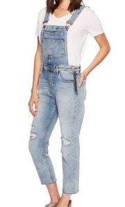 Blanc NYC Slim Girlfriend Distressed Cropped Jean Overalls Size 25