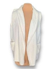 Croft & Barrow Vest Cream Faux Fur Textured Open Front Fuzzy Cozy Warm Petite XL