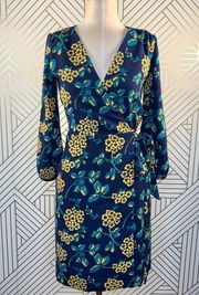 J. Crew Golden Floral Wrap Dress in 365 Crepe