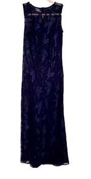 Vintage 90s Formal Gown Blue Purple Shelli Segal Velvet Accents Size 2 Prom