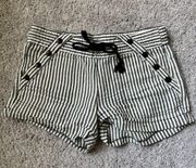 Linen Striped Mini Shorts 