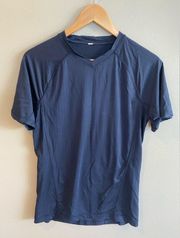 LULULEMON Navy Short Sleeve V Neck Fitted Athletic Performance Shirt