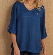 Soft Surroundings  Topanga Top in Deep Blue Sea, New With out Tags