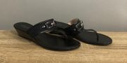 Coach Womens Size US 8.5B Black Virginia Wedge Signature Thong Sandals