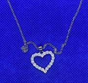 New sparkly open heart necklace silver chain beautiful Valentines Day gift