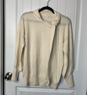 Ann Mashburn white cashmere tie neck sweater size medium