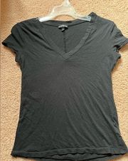 Express supersoft fitted black v-neck tshirt, size:xs
