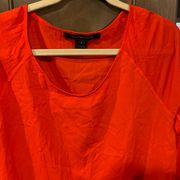 Red Orange French Connection Raglan/ Fancy Baseball T-Shirt sz L lightweight fit