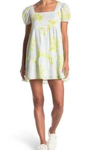 NORDSTROM x ABOUND Puff Sleeve Tiered Dress In White Green Dye Spiral XS NWT