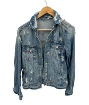 BP Womens Distressed Destroyed Long Sleeve Denim Jacket Size XS X Small