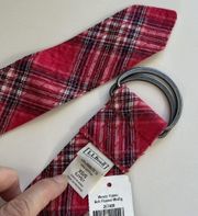 NWT LL Bean Woven Fabric Belt Flannel Dark Fushia Pink Womens Sz XS-S Y2K Preppy