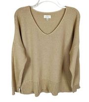 Beige Boxy Scoop Neck Oversized Pullover Knit Sweater Women’s Medium