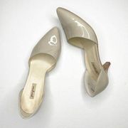 Paul Green Julia Kitten Heel D'Orsay Pumps Pointed Toe Patent Leather Beige 8