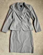 Stretch Gray Skirt and Blazer Set