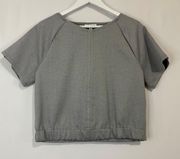 Women’s Short Sleeve Cropped Blouse Top Grey Size Small EUC