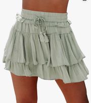 Sage Green Ruffle Skort