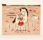 I HATE EVERYONE TOO GIRL WITH HORSE ZIPPER POUCH - BRAND NEW - GREAT GIFT 🐴🎁🫶