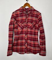 Kuhl Alina Plaid Flannel Shirt Red Spice Size Medium