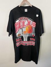 VINTAGE Chicago Bulls 6 Time NBA Champions 1998 Black Tee T-Shirt