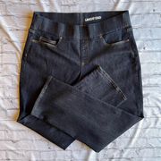 Lands End Mid Rise Pull On Straight Dark Denim Jeans Jeggings Size 18