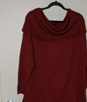 Caslon (Nordstrom) Side Slit Cowl Neck Tunic Sweater in Burgundy XXL NWT