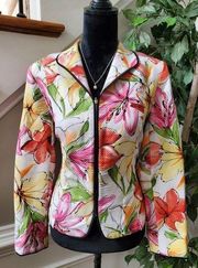 Requirements Women's Floral Polyester Long Sleeve Full Zip Front Casual Jacket L