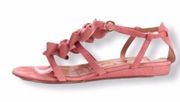 pink suade bow sandals with box