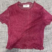 LF maroon see through mesh top