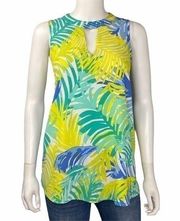 Mudpie Tropical Leaf Yellow Green Top Size M