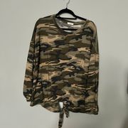 Camo Camoflauge Green Brown Waffle Knit Top