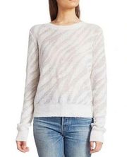 RAG & BONE Alpaca Wool White Zebra Burnout Crew Neck Germain Pullover Sweater L