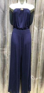 Trina Turk Navy Jumpsuit 2 Blue Strapless Sleeveless Must Have Jersey Garden XS